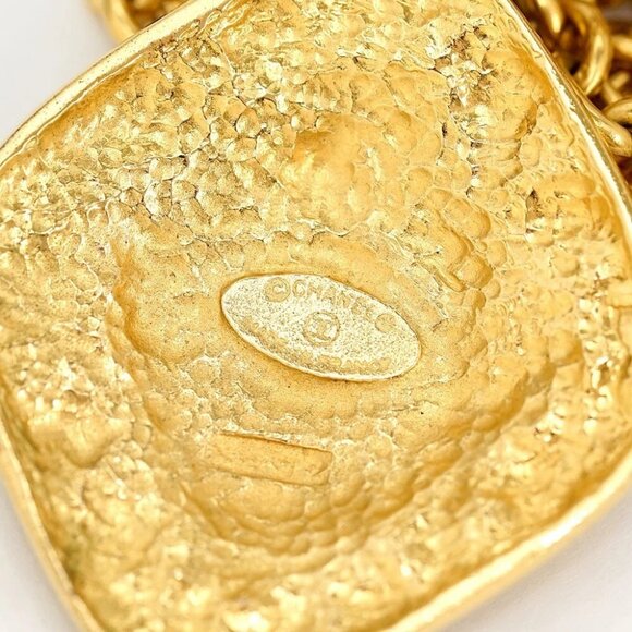 CHANEL CC Logos rhombus Charm Necklace 35" Gold Tone Auth #22400 - Picture 8 of 15